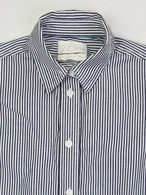J. Crew Size 00P Relaxed Womens Blue White Stripe Long Sleeve Cotton Shirt